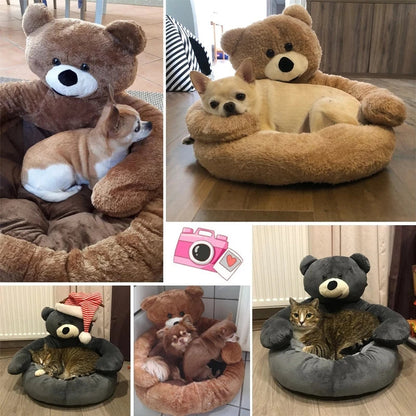 Cute Bear Hug Design Warm Pet Nest Bed
