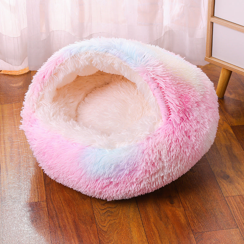 Round Plush  Semi-Enclosed Pet Bed