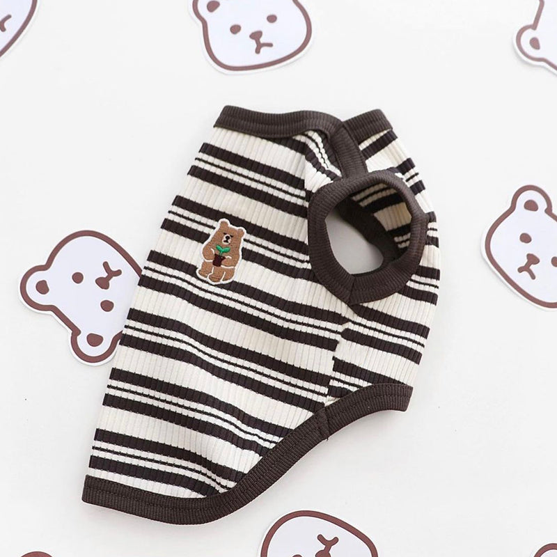 Striped Breathable Bear Knitted Pet Vest