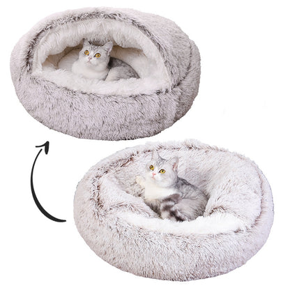 Round Plush  Semi-Enclosed Pet Bed