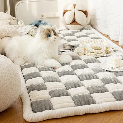 Plaid Fuzzy Pet Dog Mat Bed Couch Cover
