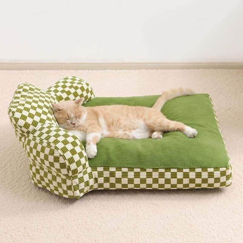 Chequerboard Plush Dog & Cat Sofa Bed