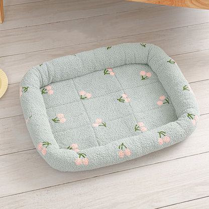 Adjustable Floral Printed Round Cat Bed