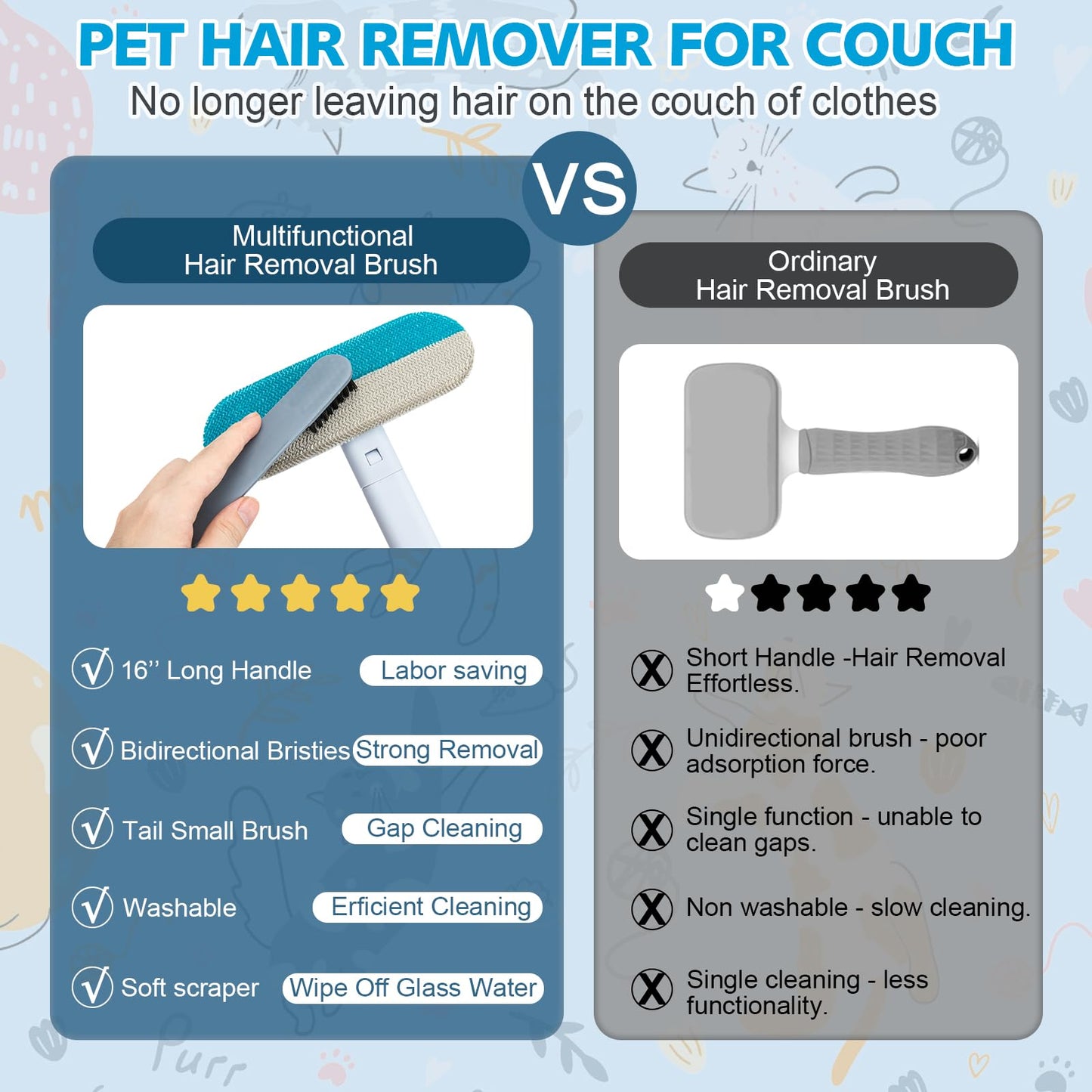 Multi-function Pet Hair Cleaning Brush