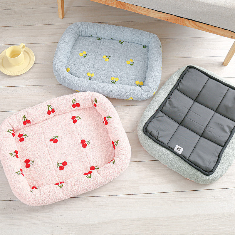 Adjustable Floral Printed Round Cat Bed
