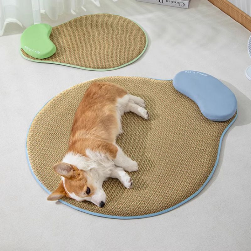 Crescent Neck Support Rattan Pet Cooling Mat