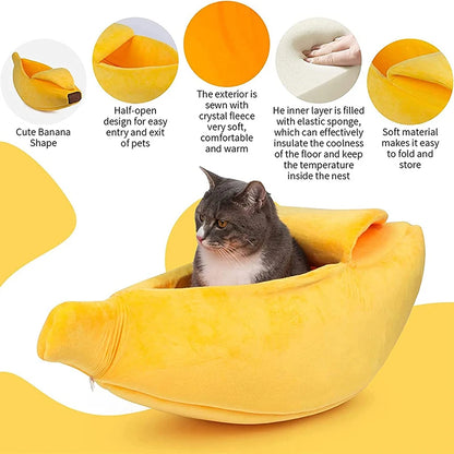 Soft Cozy Banana Shaped Bed for Pets