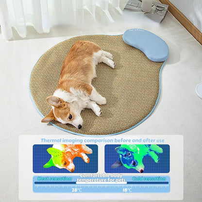 Crescent Neck Support Rattan Pet Cooling Mat