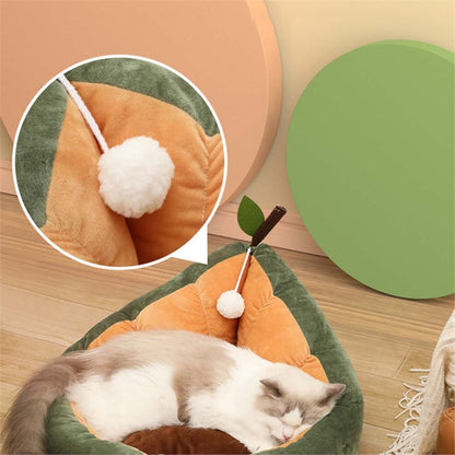 Avocado Orange Short Plush Pet Bed