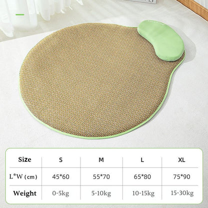 Crescent Neck Support Rattan Pet Cooling Mat