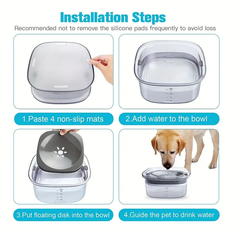 Spill-Proof Transparent Water Bowl