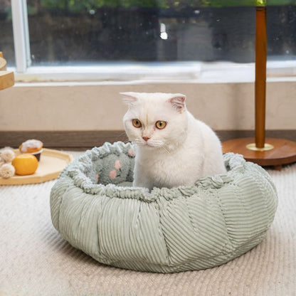 Adjustable Floral Printed Round Cat Bed