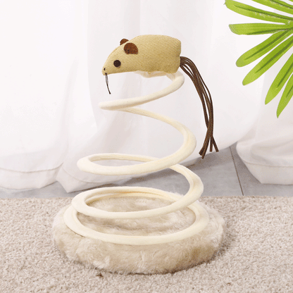 Plush Mouse Spring Spiral Steel Wire Cat Teaser Stick