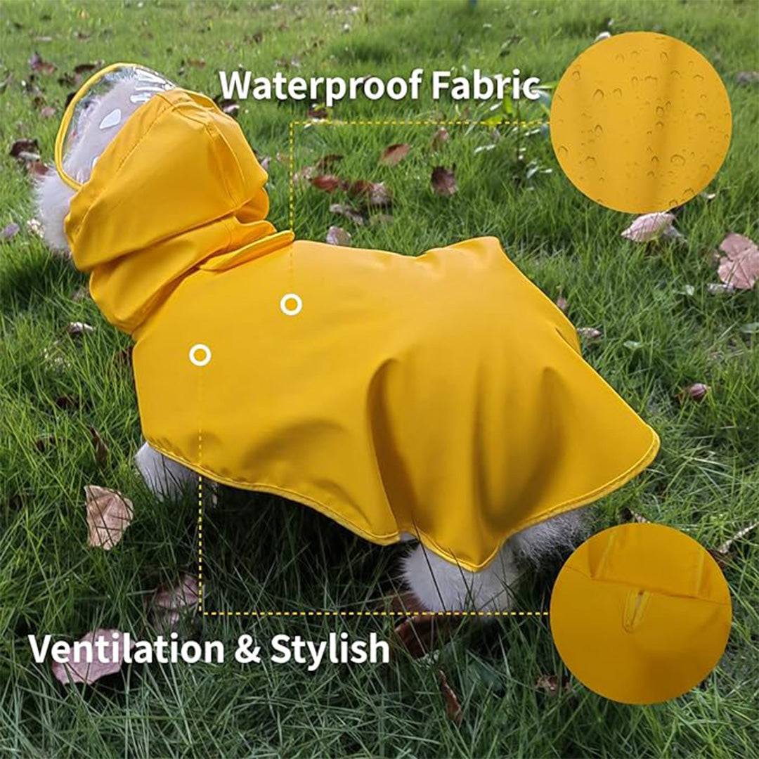 Adjustable Dog Raincoat with Clear Hooded