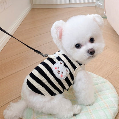 Cute Bear Waffle Pet Striped Vest