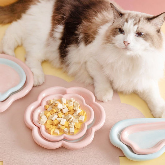 Adorable Ceramic Cat Feeding Dish
