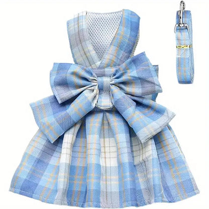 JK Plaid Pet Skirt Harness Leash