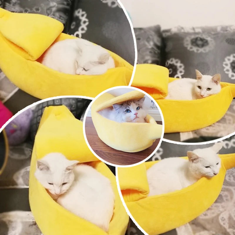 Soft Cozy Banana Shaped Bed for Pets