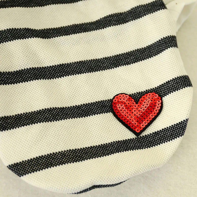 3Pack Sequin Heart Cotton Striped Dog T-Shirt