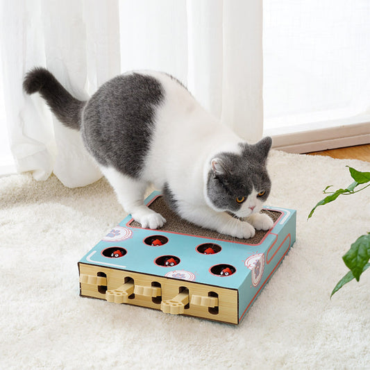 Solid Wood Mole-hitting Toy and Cat Scratch Board