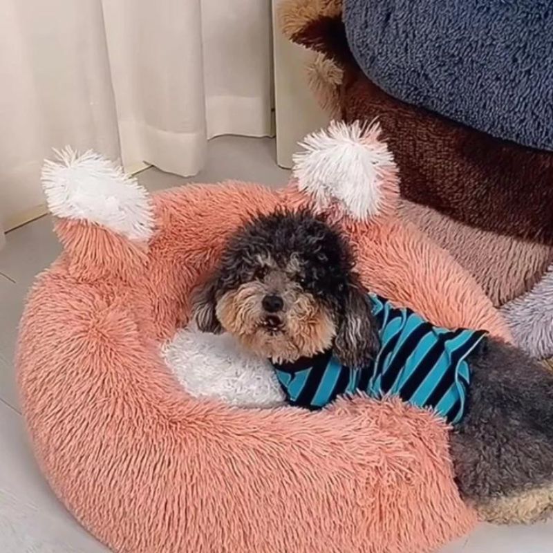 Self-Warming Round Plush Pet Bed