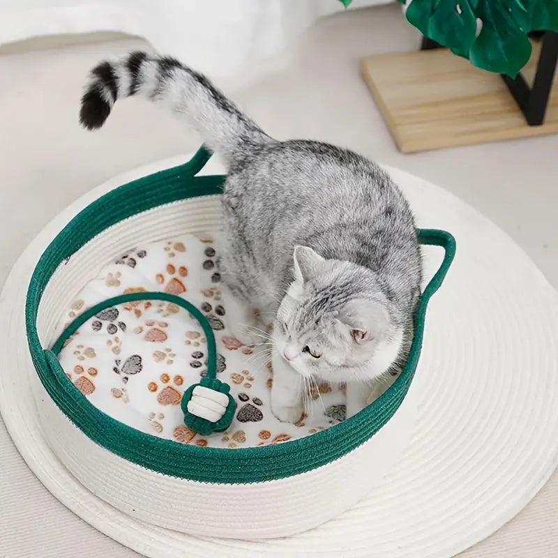 Basket Cotton Rope Woven Cat Bed