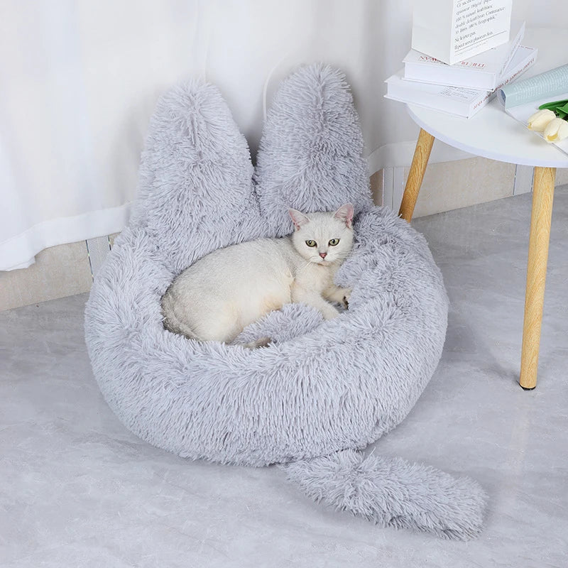 Cat Ears Round Pet Bed For Dogs And Cats