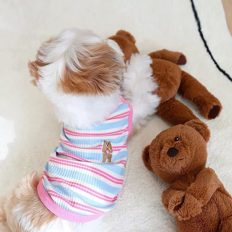 Striped Breathable Bear Knitted Pet Vest