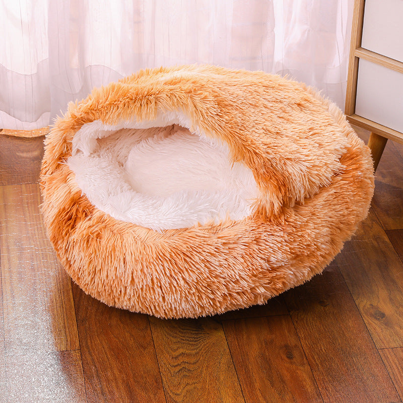 Round Plush  Semi-Enclosed Pet Bed