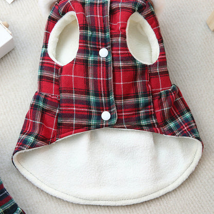 Winter Cute Plaid Pet Cotton Skirt