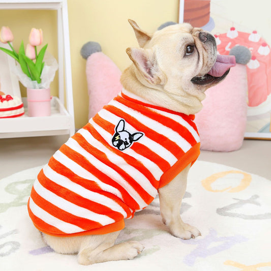 Velvet Striped Biped Pet Clothes