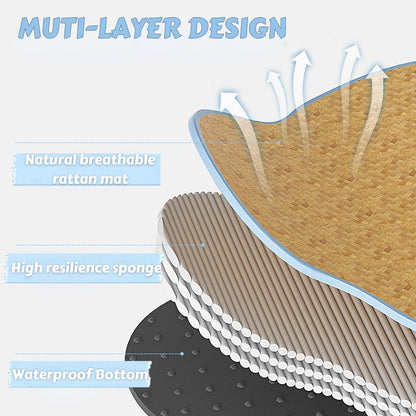 Crescent Neck Support Rattan Pet Cooling Mat