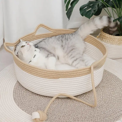 Basket Cotton Rope Woven Cat Bed