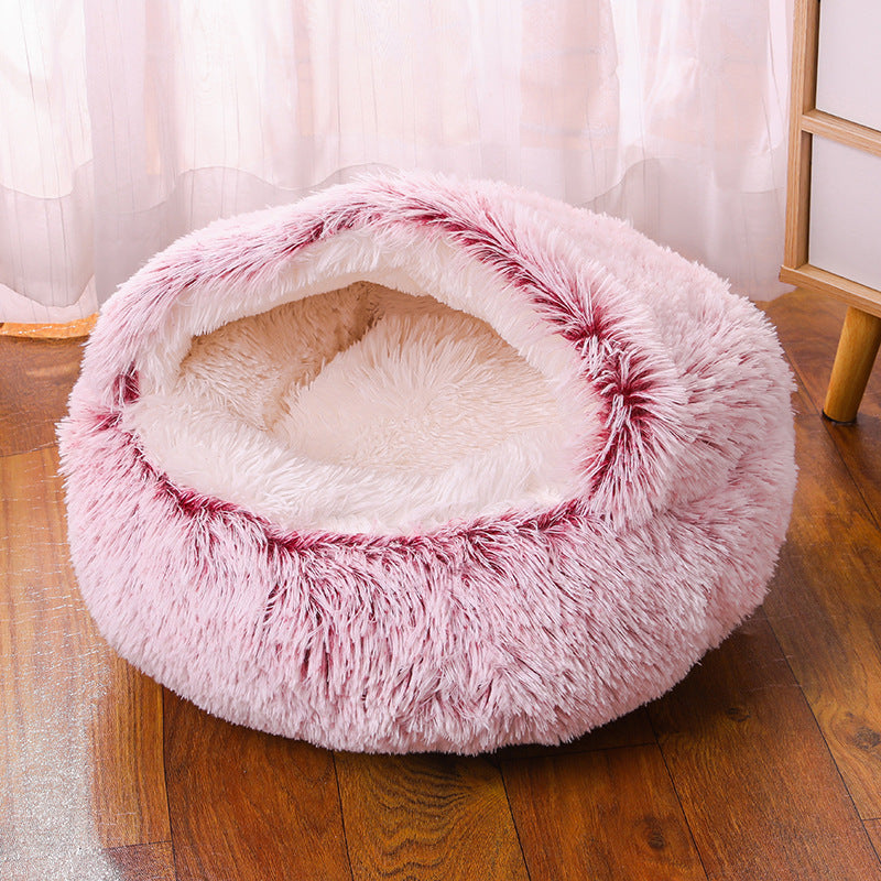 Round Plush  Semi-Enclosed Pet Bed