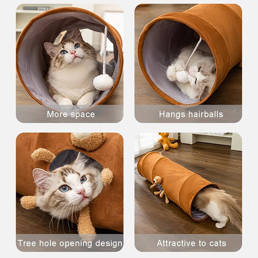 Collapsible Cat Tunnel for Cats with Toy Ball