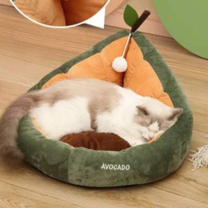 Avocado Orange Short Plush Pet Bed