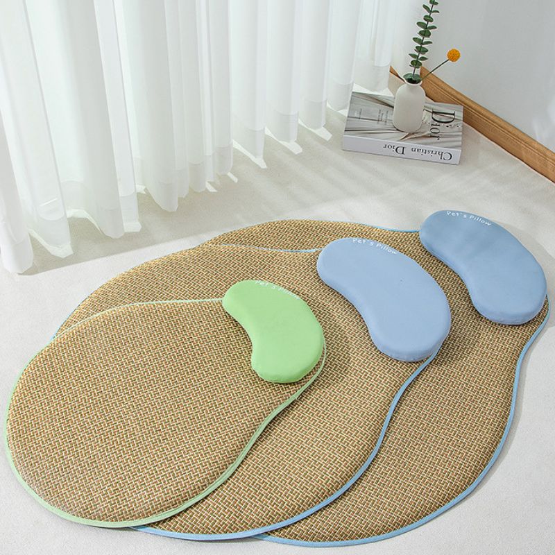 Crescent Neck Support Rattan Pet Cooling Mat