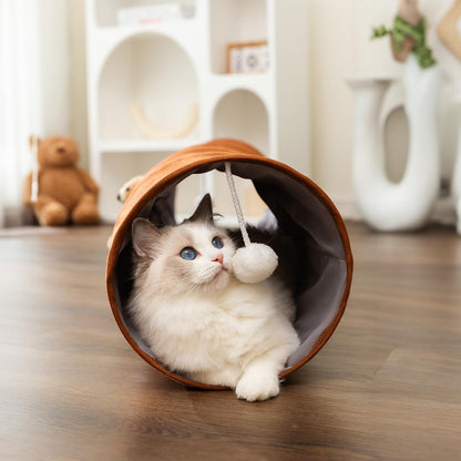 Collapsible Cat Tunnel for Cats with Toy Ball