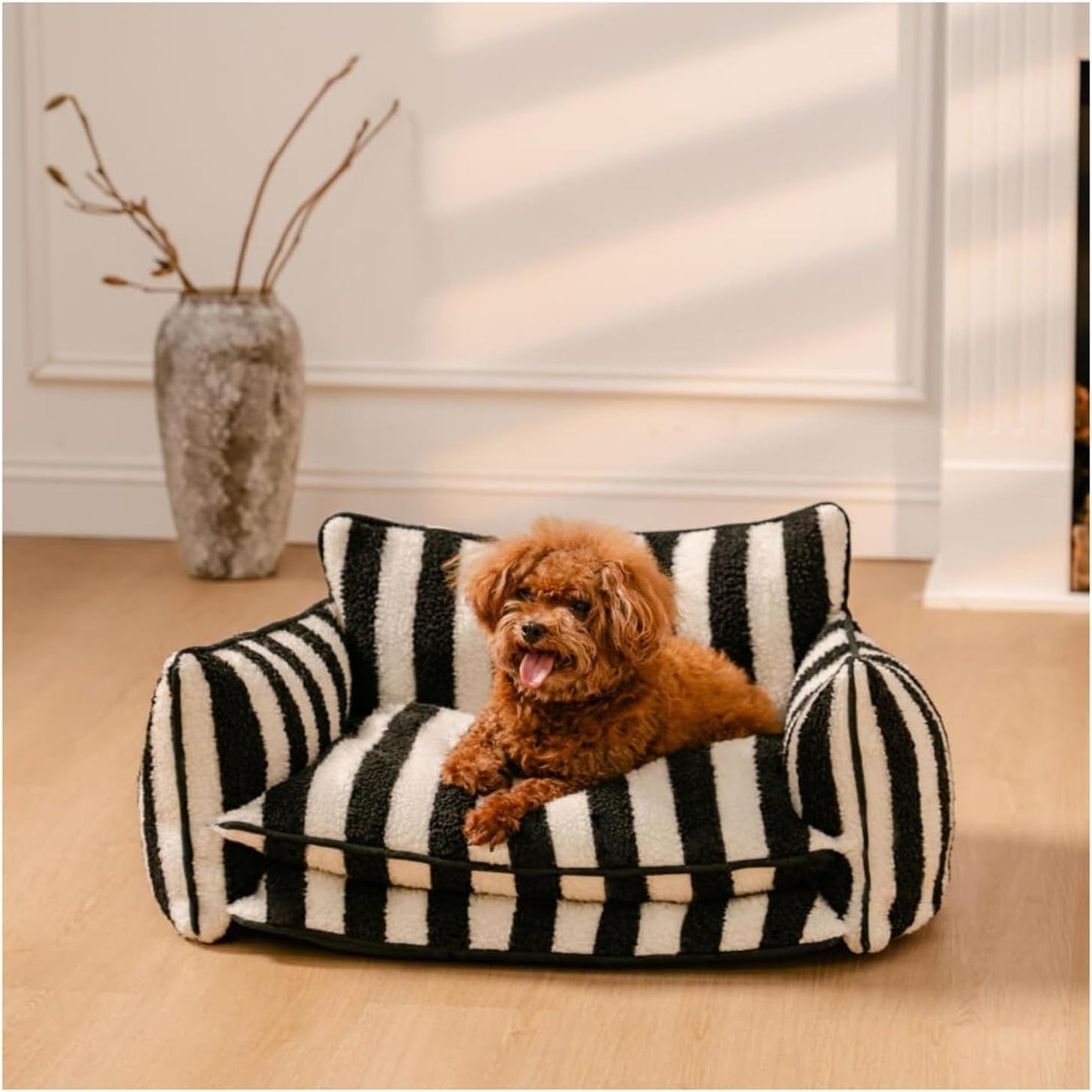 Striped Faux Lambswool Dog & Cat Sofa Bed