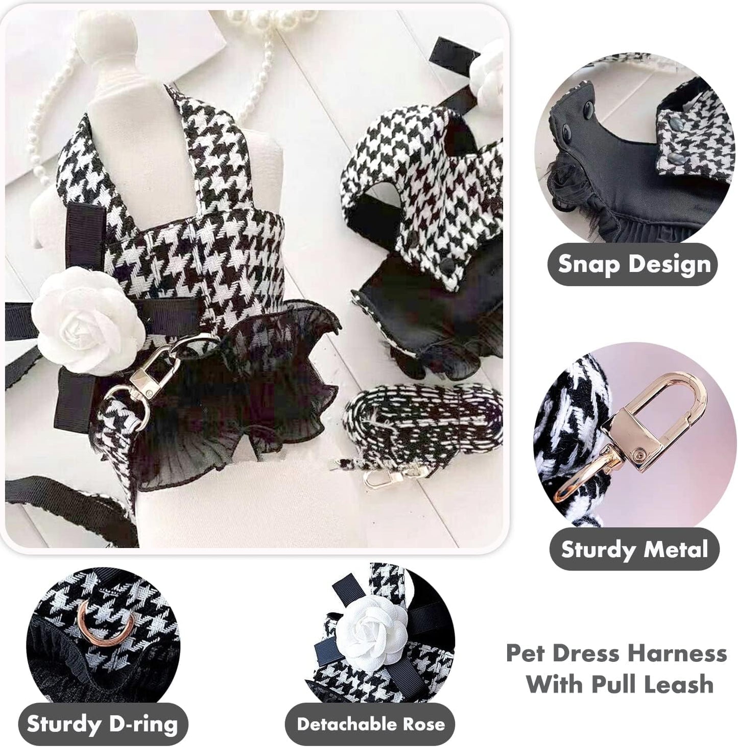 Houndstooth Harness Leash Combo