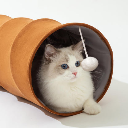 Collapsible Cat Tunnel for Cats with Toy Ball