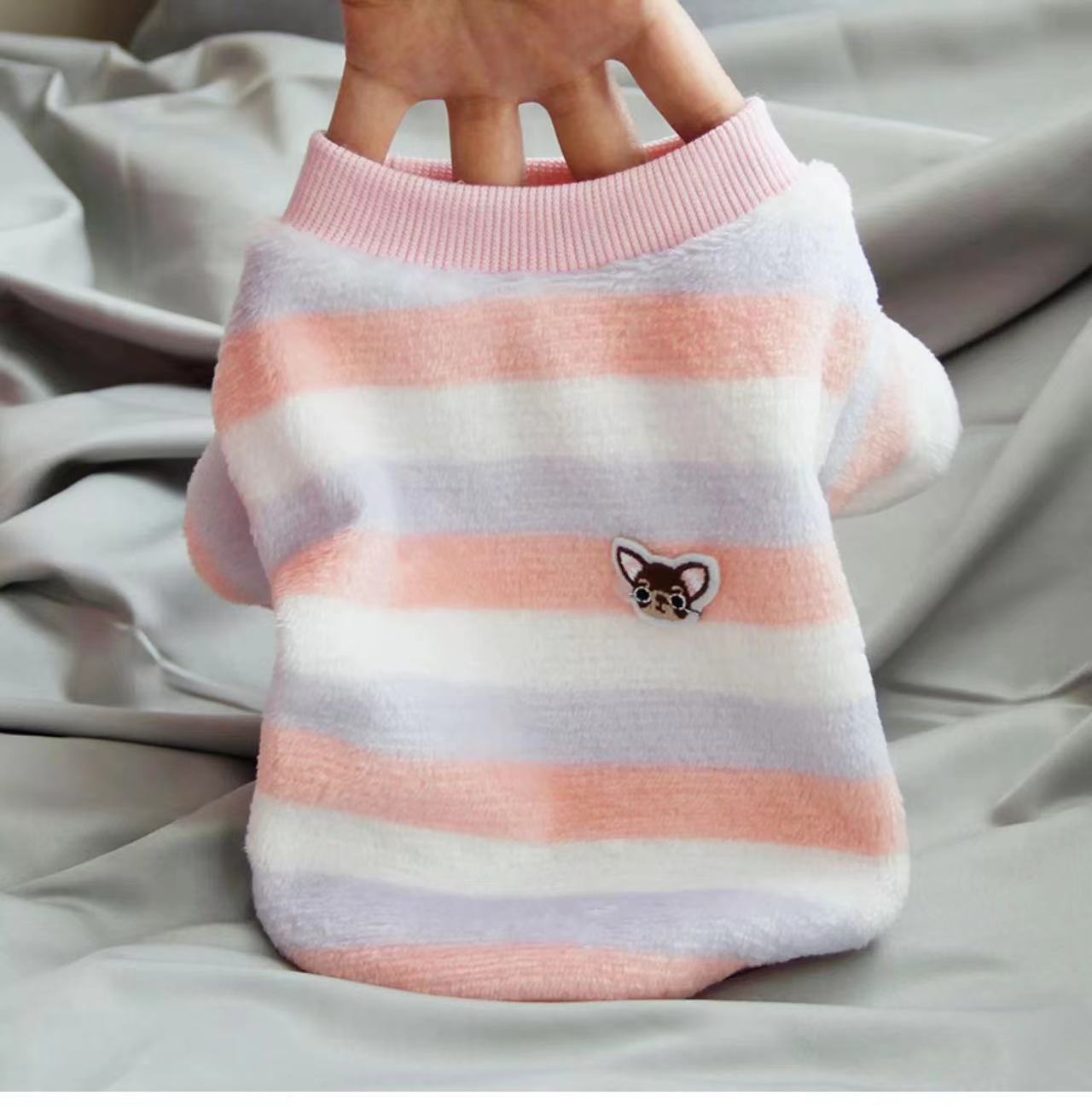 Rainbow Striped Fleece Pet Sweatshirt