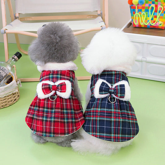 Winter Cute Plaid Pet Cotton Skirt