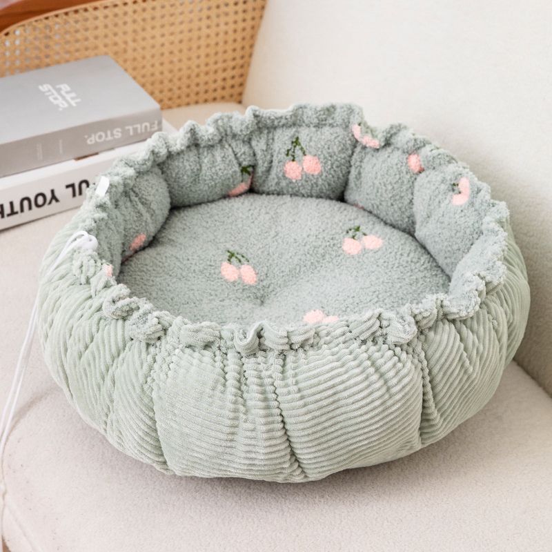 Adjustable Floral Printed Round Cat Bed