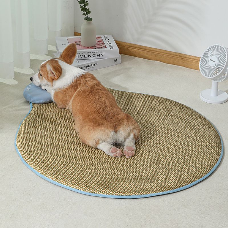 Crescent Neck Support Rattan Pet Cooling Mat