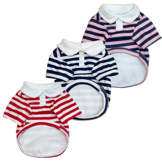 3Pack Striped Cotton Dog Polo T-Shirt