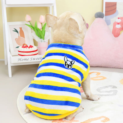 Velvet Striped Biped Pet Clothes