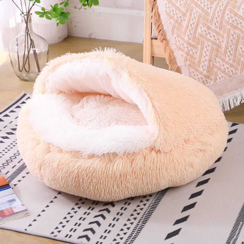 Round Plush  Semi-Enclosed Pet Bed