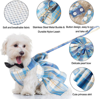 JK Plaid Pet Skirt Harness Leash