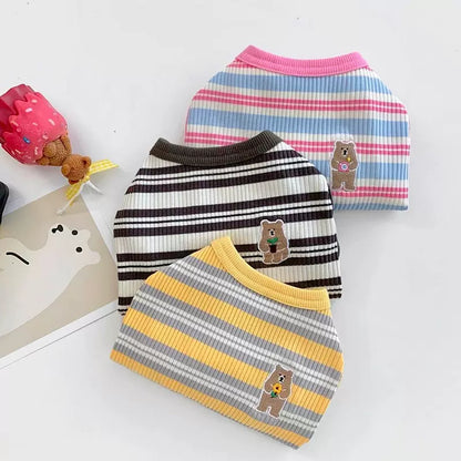 Striped Breathable Bear Knitted Pet Vest